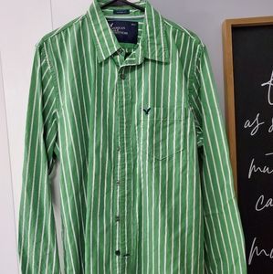 Men's Green Striped Shirt